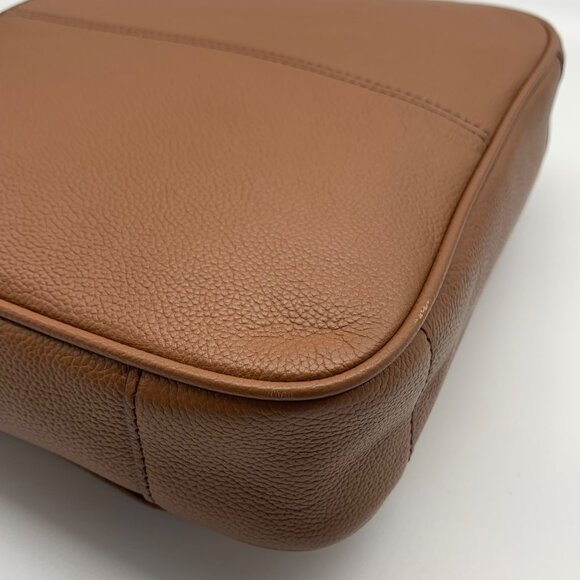 Michael Kors Medium Brown Crossgrain Leather Harrison Messenger Bag - Picture 8 of 11